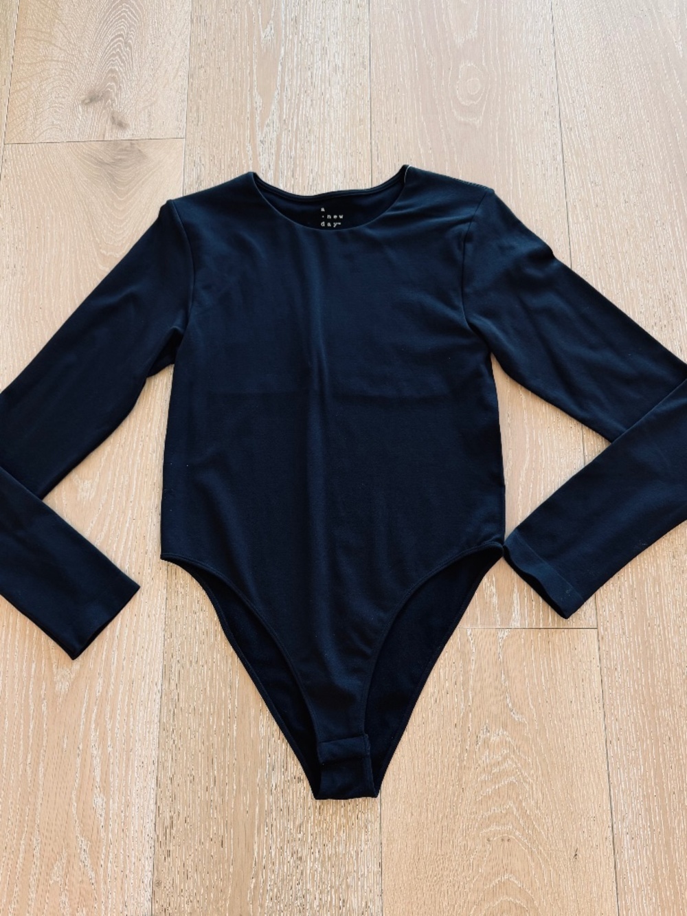 A New Day Black Long Sleeve Bodysuit Size L NWT
